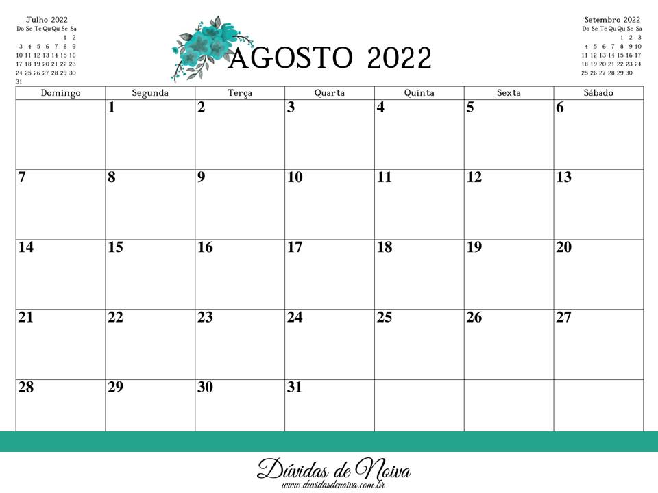 Calendario 2022 Para Imprimir Duvidas De Noiva. 