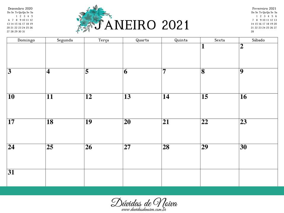 Calendario 2021 Para Imprimir Duvidas De Noiva